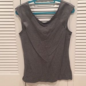 Express grey top with pleather shoulders